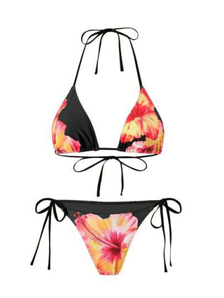 طقم تانكيني حريمي Swim Oasis مجموعة 3 قطع للمرأة لموسم الصيف والأجازات المريحة،تشمل بكيني مزين بطبعة الأزهار،سروال كلوت، وفستان سارونج بتعقدة ربطة القماش الشبكي بطراز بوهيمي