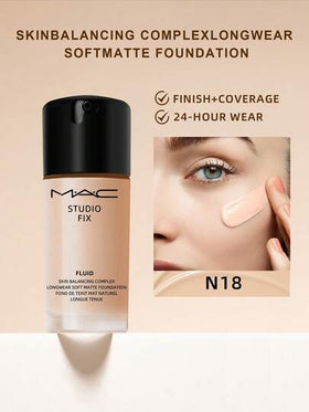 MAC Studio Fix Fluid 24Hr Matte Foundation Plus Oil Control - N18-1 أونصة سائلة/30 مل (يتم شحن الإصدارات القديمة والجديدة بشكل عشوائي)