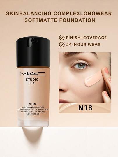 MAC Studio Fix Fluid 24Hr Matte Foundation Plus Oil Control - N18-1 أونصة سائلة/30 مل (يتم شحن الإصدارات القديمة والجديدة بشكل عشوائي)