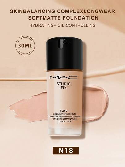 MAC Studio Fix Fluid 24Hr Matte Foundation Plus Oil Control - N18-1 أونصة سائلة/30 مل (يتم شحن الإصدارات القديمة والجديدة بشكل عشوائي)