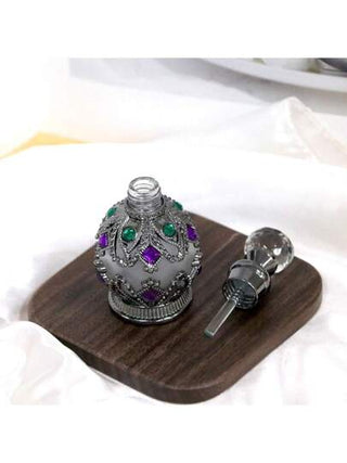 زجاجة عطر قابلة لإعادة الملء مزينة بحجر الزُبرجد قطعة واحدة سعة 15 مل، ديكور منزلي ، هدية عطلات للنساء ، أساسيات المنزل ، وعاء إعادة تعبئة السفر (زجاجة فارغة فقط)