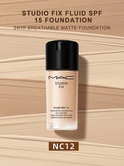 MAC أساس ماك ستوديو فكس السائل SPF 15 بمظهر ماط وتحكم بالزيوت - NC12-1 بحجم 1 أونصة سائلة/ 30 مل