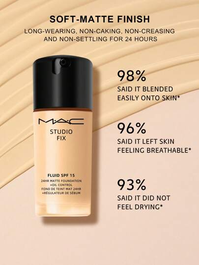 MAC MAC Studio Fix Fluid SPF 15 أساس مطفي لمدة 24 ساعة مع التحكم في الزيوت - NC15 - 1 أونصة سائلة / 30 مل