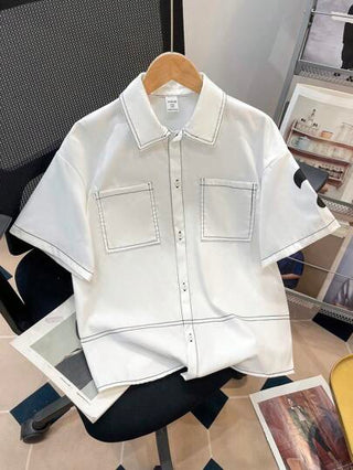 SHEIN قميص نسيج واسع مطبوع عليه طباعة حرفية تناسب الأولاد والمراهقين الصغار ، كاجوال مرن ملائم للمدرسة والحديقة والشاطئ وأعياد الميلاد ، مناسب للربيع/الصيف والخريف/الشتاء