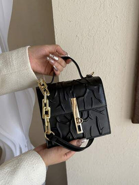 حقيبة يد أنيقة للنساء ذات لون أحادي مزخرف بالنقوش، حقيبة كتف ذات لون أحادي متعددة الاستخدامات، مناسبة للمواعيد والتسوق والهدايا والخروجات