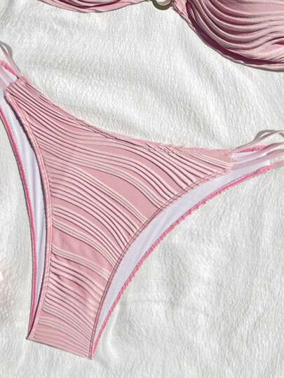 Swim بيكيني بحزام رفيع بلون أحادي للنساء