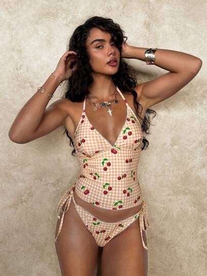 طقم تانكيني حريمي Swim Mod طقم بكيني برسوم الشوكة في الشمس