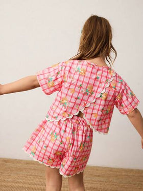 Maija Kids Maija Kids مجموعة قميص وشورت كاجوال مخطط للفتيات الشابات 2 قطعة