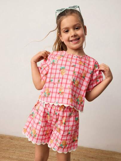 Maija Kids Maija Kids مجموعة قميص وشورت كاجوال مخطط للفتيات الشابات 2 قطعة