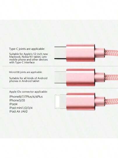 كابل شحن USB متعدد التوصيلات 3في1 ، سريع الشحن ، محول USB عالمي متوافق مع آيفون وسامسونج وأكثر من ذلك ، كابل بيانات وشحن سريع ، مناسب للهواتف بمنفذ USB-C وأجهزة أندرويد ، متوافق مع آيفون وأندرويد والكاميرا والمشغلات الصوتية ، محول عام 100 واط