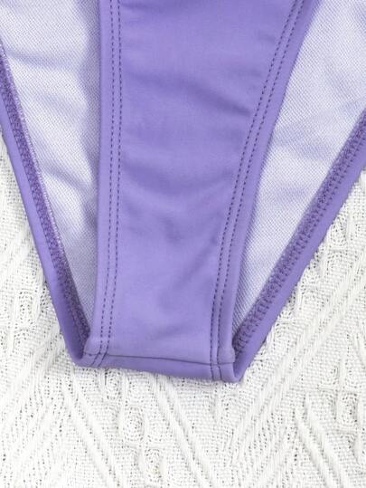 Swim SXY طقم بكيني بموديل بانديو ذي تريم مبطن للنساء بلون واحد مناسب للشاطئ والعطلات الصيفية