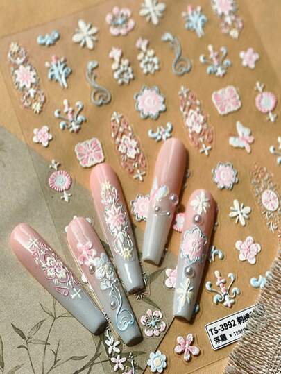 Beautizon Nailartlab زخرفة ملصق 3D لفن الأظافر إكسسوار فراشة وزهرة لنمط بروك للتزيين