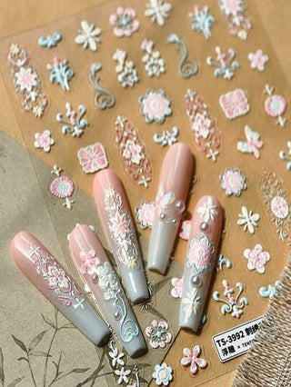Beautizon Nailartlab زخرفة ملصق 3D لفن الأظافر إكسسوار فراشة وزهرة لنمط بروك للتزيين