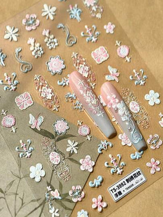 Beautizon Nailartlab زخرفة ملصق 3D لفن الأظافر إكسسوار فراشة وزهرة لنمط بروك للتزيين