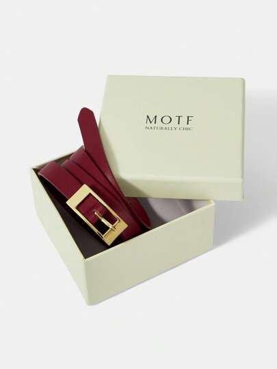MOTF PREMIUM حزام بسيط وحيد اللون من جلد البولي يوريثان مع إبزيم