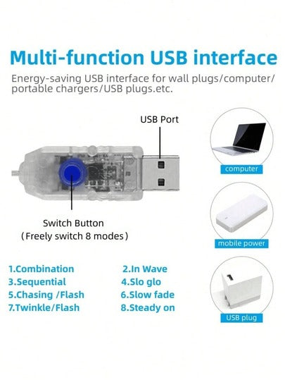 1 قطعة شجرة الكرز الزهرية المضيئة، تعمل بالطاقة عبر USB، بأزرار للتحكم، 8 أوضاع إضاءة، مناسبة للديكور الداخلي والخارجي، حفلات الزفاف، ديكور الجدران، أجواء الحفلات، عيد الحب، هدية عيد الميلاد، حفل التخرج