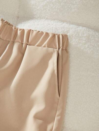 SHEIN بنطلون قطني عصري واسع الخصر مطاطي للأولاد