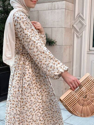 فستان كاجوال بطبعة زهور عربية للمرأة ميمنغ