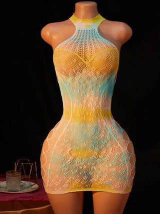 لانجيري حريمي طقم ملابس داخلية نسائية جذابة، تصميم ملمس شبكي شفاف وجاكارد بدون أكمام وكتف مكشوف مرن بدون غرز، فستان بيبي دول مناسب للربيع والصيف