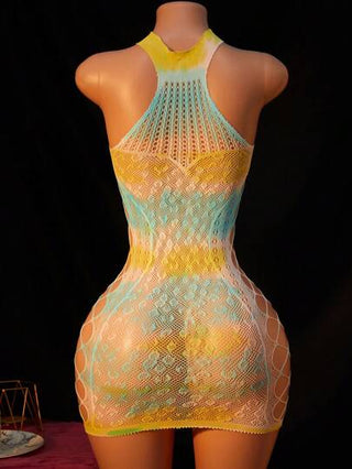 لانجيري حريمي طقم ملابس داخلية نسائية جذابة، تصميم ملمس شبكي شفاف وجاكارد بدون أكمام وكتف مكشوف مرن بدون غرز، فستان بيبي دول مناسب للربيع والصيف
