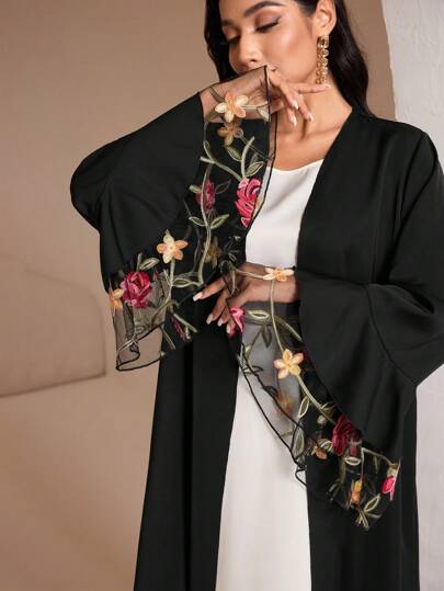 Al Najma عباية نسائية لون سادة أكمام طويلة، تصميم أنيق مناسب للصيف، رداء محتشم