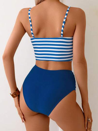 طقم تانكيني حريمي Swim Lushoire مجموعة بيكيني نسائية كاجوال قطعتين، تشمل ملابس علوية كامي وأعلى بيكيني، ملابس شاطئية عصرية للعطلات الصيفية