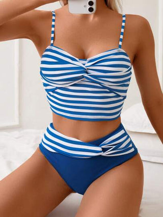 طقم تانكيني حريمي Swim Lushoire مجموعة بيكيني نسائية كاجوال قطعتين، تشمل ملابس علوية كامي وأعلى بيكيني، ملابس شاطئية عصرية للعطلات الصيفية