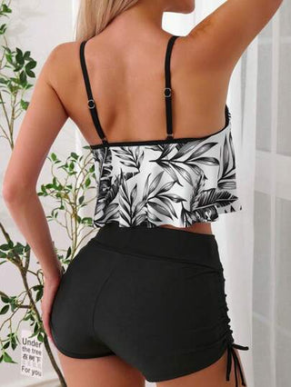 طقم تانكيني حريمي Swim Lushoire بكيني مطبوع ذو أربطة رفيعة عشوائية (2 قطعة) ، قصة منديل بدون إغلاق