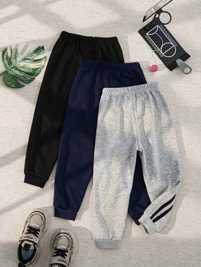 SHEIN بنطلون فضفاض ذو خصر مرن مخطط للأولاد