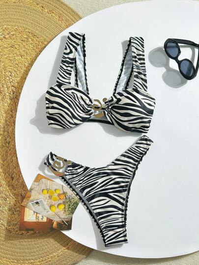 Swim SXY بيكيني بقطعتين مطبوع بطبعة زهرية للنساء للعطلات ,يوم الحب ،حفلات الشاطئ