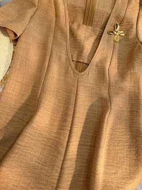 Franclia فستان جسم محكم قصير مزين بالزهور ذو أكمام منتفخة للنساء