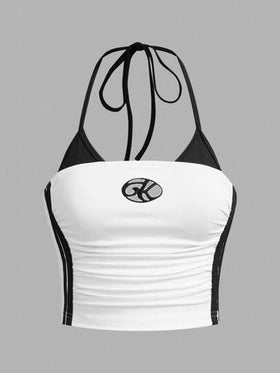 SHEIN ICON تنك توب بدون أكمام عاكس للألوان مع ربطة الرقبة، مناسب للخروج والقيام بالأنشطة اليومية والرياضة، بتصميم عصري للنساء