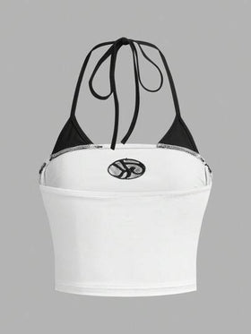 SHEIN ICON تنك توب بدون أكمام عاكس للألوان مع ربطة الرقبة، مناسب للخروج والقيام بالأنشطة اليومية والرياضة، بتصميم عصري للنساء