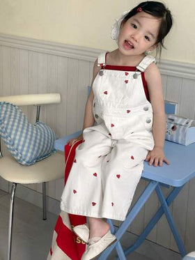 Dazy Kids مجموعة جمبسوت جينز مغسولة بطابع كوري كامل الطباعة على الجانبين بأناقة لفتيات الصيف