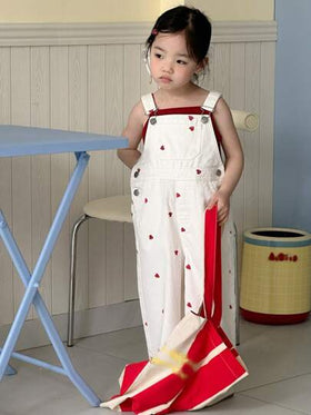 Dazy Kids مجموعة جمبسوت جينز مغسولة بطابع كوري كامل الطباعة على الجانبين بأناقة لفتيات الصيف