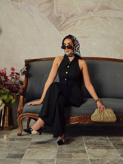Heiryn مجموعة اثنتين قطع للنساء، سترة كاجوال حضرية وبنطال واسع ، طقم رسمي مكون من قطعتين
