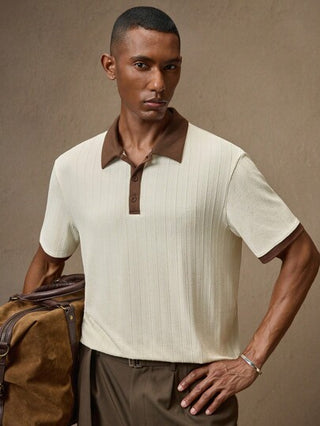 AKNOTIC Business Casual قميص بولو قصير الأكمام أبيض محبوك بنسيج بارز وملائم للياقة البدنية، مناسب للاستخدام اليومي والتنقل والربيع والصيف والحفلات والزفاف ومطابقة الأزواج وهدايا العشاق وملابس الشاطئ وعيد الأب وللمدرسة