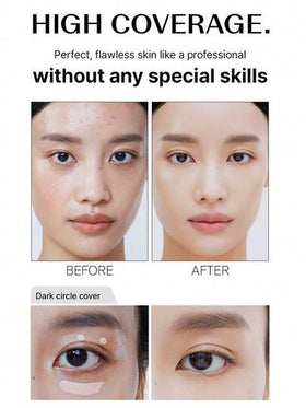 the SAEM مخفي كامل الغطاء 0.5 بيج ثلجي، مخفي متعدد الأغراض سائل، تغطية كاملة للمكياج، مناسب للحب، البقع، الهالات السوداء، التصبغ والعيوب، جمال كوري، مستحضرات تجميل كورية - 6.5 جرام/0.23 أونصة.