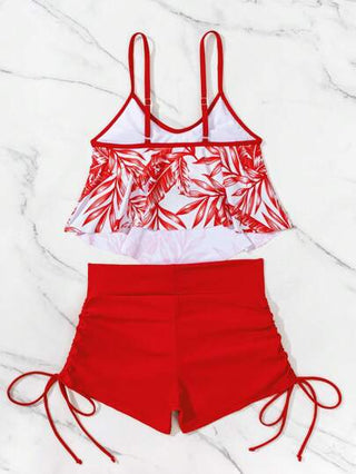 طقم تانكيني حريمي Swim Lushoire طقم من قطعتين، مايوه سباحة بفتحة للرقبة وحمالات رفيعة ، طبعات عشوائية، بندانا