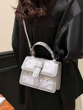 حقيبة مربعة ميني نمط زهر مقبض عالي رفرف