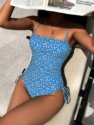 مايوه حريمي قطعة واحدة Swim Vcay زي سباحة 1 قطعة بحزام رفيع ذو طبعة زهرية مناسب للشاطئ والرحلات