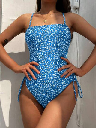 مايوه حريمي قطعة واحدة Swim Vcay زي سباحة 1 قطعة بحزام رفيع ذو طبعة زهرية مناسب للشاطئ والرحلات