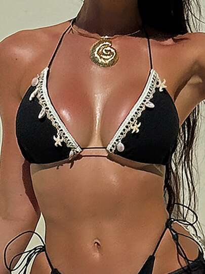 Swim SXY طقم ملابس سباحة للنساء 3 قطع: ملابس علوية بيكيني بياقة مستديرة، أسفل بيكيني مثلثي، وتنورة غطاء
