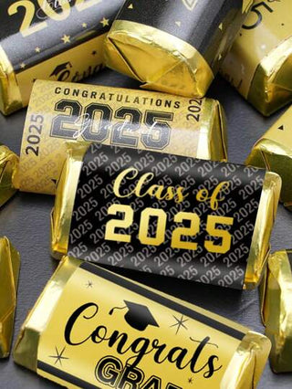 5 ملصقات تخرج للفصل 2025، ملصقات ديكور التخرج باللون الأسود، ملصقات تغليف قضبان الحلوى مبارك عليكم التخرج، اكسسوارات حزب التخرج الجامعي أو التمريض ، ديكور حفلة التخرج، بدون حلوى