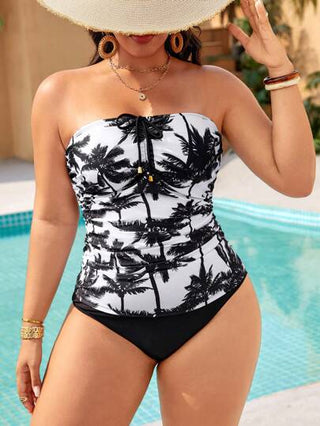 SHEIN Swim Curve ملابس سباحة نسائية بسيطة للمقاسات الكبيرة للصيف، سالوبيت بيكيني