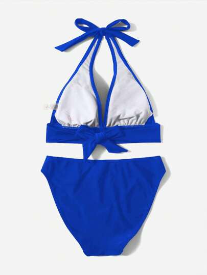 Swim بكيني نسائي صيفي ذو لون بغطاء للرقبة للشاطئ