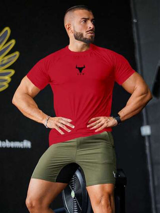 Manfinity Sport PWRUP قميص رياضي مضغوط ذو أكمام قصيرة مريح للرجال، قمصان كرة السلة للرجال "أحب صديقي" طباعة جرافيكية، بنطلون جوجر للرجال ملابس تمرين، تيشيرتات وفئات الجري