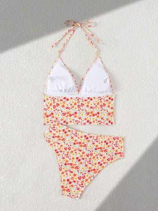 طقم تانكيني حريمي Swim Mod بكيني جديد للصيف مع رقبة حلقية وتصميم منقوش رقميًا مع تقسيم للمرأة