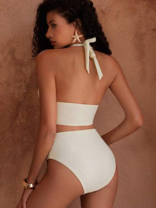 طقم تانكيني حريمي Swim Chiccia طقم ملابس علوية كامسول وتانكيني سباحة بشريط معلق بلون المشمش ذو حاشية عريضة للنساء