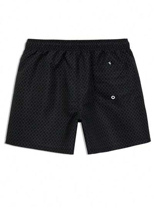 Manfinity Swimmode شورت شاطئ للرجال بخصر رباط مطبوع عليه حرف، طراز هاواي